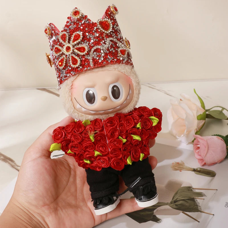 Gd With G-Dragon Labubu Baby Clothes 17cm Suit Pendant Plush Doll Clothes Cute Doll Clothes Vinyl Keychains Clothes