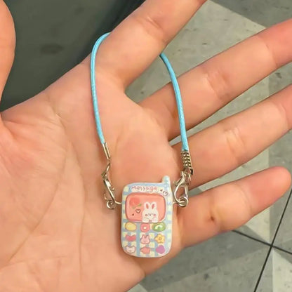 Dollhouse Mini Pendant Model Cartoon Cute Little Mini Mobile Phone Ornament for 15-17cm labubu Cartoon Pendant Sweet Couple Gift