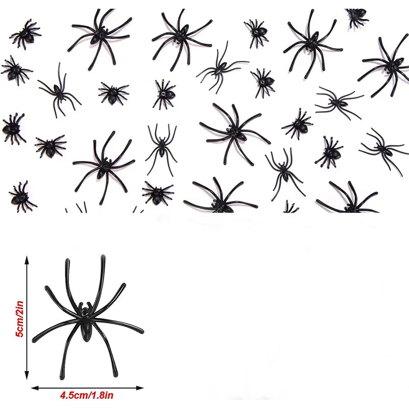 4.5x5cm Artificial Plastic Spiders Mini spider Black Fake Spiders Halloween Prank Props for Halloween DIY Party Decoration