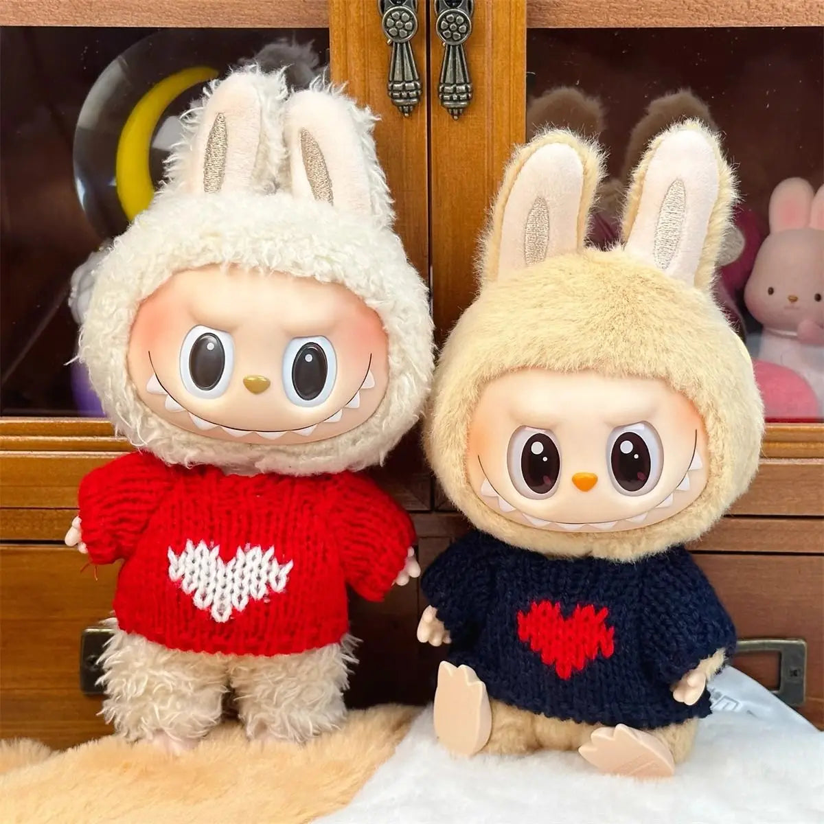 Ropa Labubu Doll Clothes Outfit Accessories For 15/17cm Labubu V2 V1 Plush Doll's Clothing Colorful Sweater Kid Toy Girl Gift