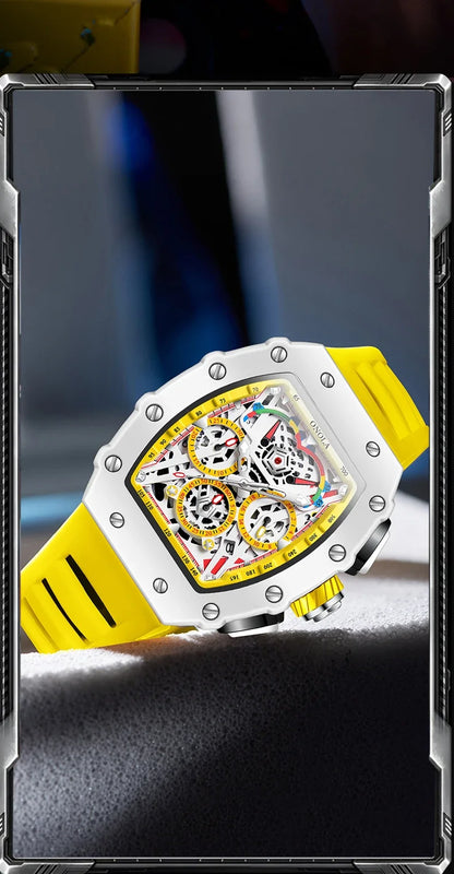 Luxury Watch Men's ONOLA Fashion Casual  Multifunctional Silicone Tape Waterproof Quartz Watch White