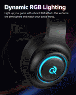 QCY Heroad V200 Gaming Over Ear Headphone Wireless Bluetooth 6.0 with Mic 50mm Driver 7.1 Surround Sound Dynamic EQ RGB Headset