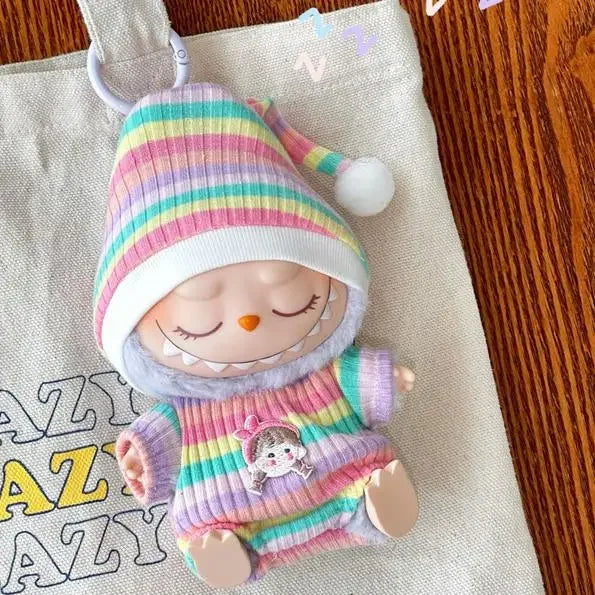 17cm Mini Plush Doll'S Clothes Outfit Accessories For Korea Kpop Labubu V1 V2 V3 Christmas onesie hat set Clothing