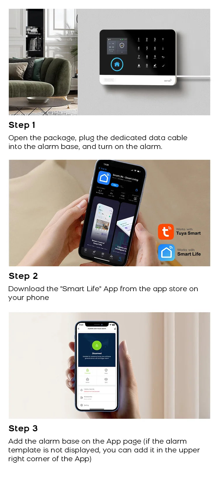 MULO Alarm System For Home Burglar Security 433MHz GSM  Home alarm Wireless PG103 WiFi Alarma Tuya Smart App Work With Alexa