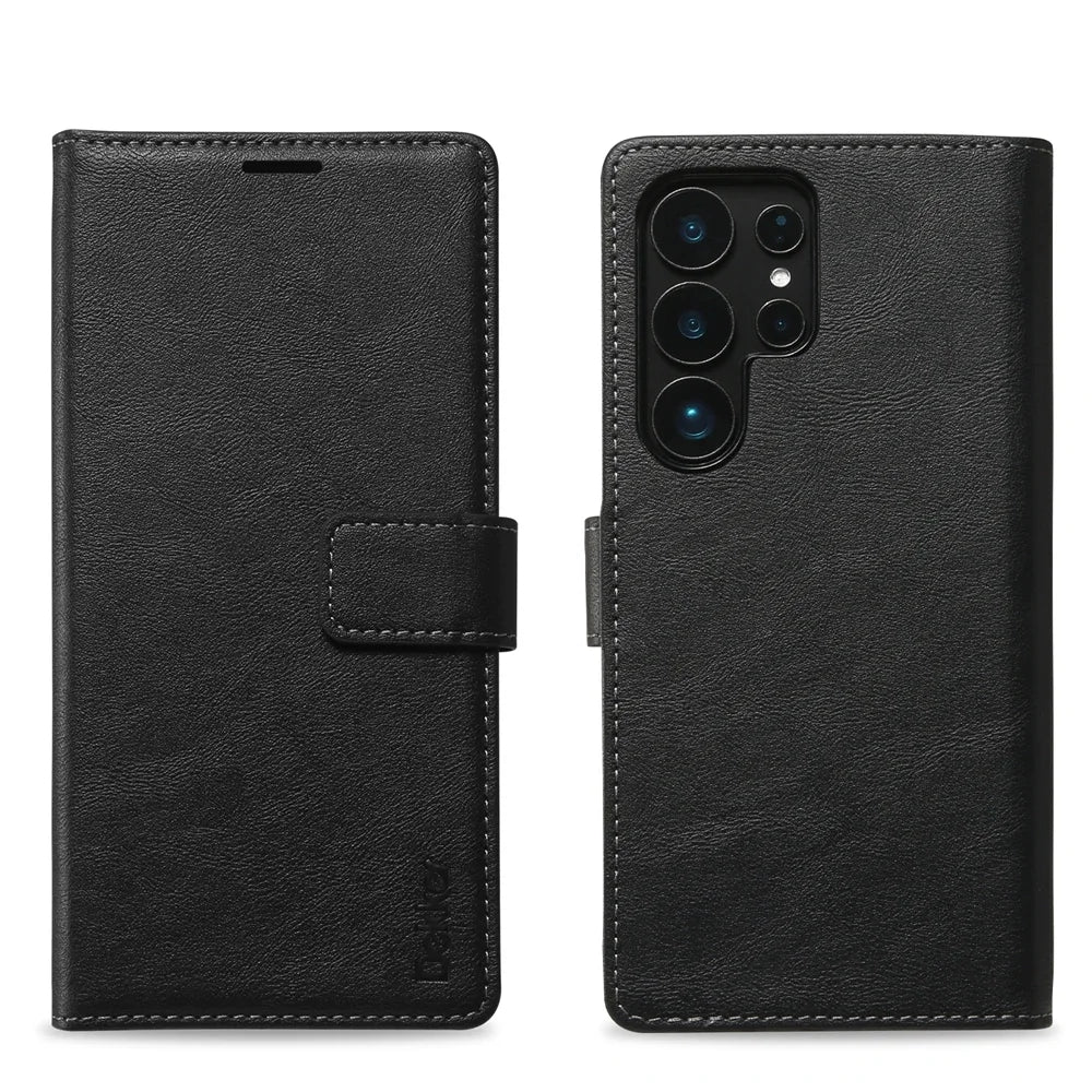 2 In 1 Magnetic Leather Case for Samsung Galaxy S25 Ultra S24 Plus S23 + S25Ultra S25U Wireless Charging Card Slot Phone Cover