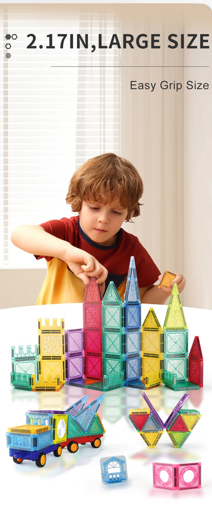 Magnetic Tiles for Kids Ages 3-5 4-8 Magnet Toys for 3 4 5 6 7 8+ Year Old Boys Girls Toddlers Magnetic Building Blocks Preschoo