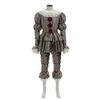 New Halloween Adult Men Pennywise Clown Cosplay Costume Carnival Party Boys Girls Stage Performance Villain Vintage Clothing Set