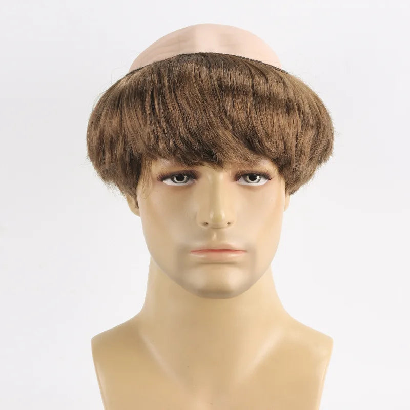 Funny Cosplay Bald Head Wig Monk Wig Novelty Brown Bald Cap Children Adult Monk Costume Wig Suitable for Halloween Cos Wigs