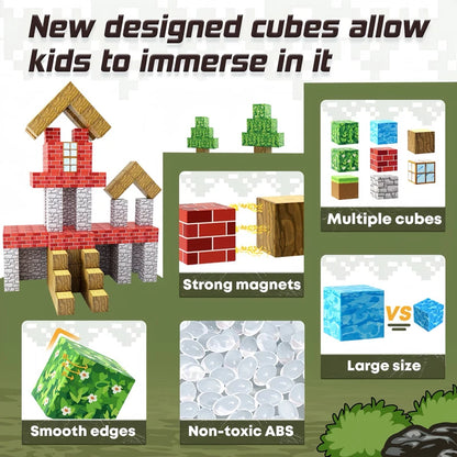 10-300pcs Magnetic Blocks Game Mine Magnet World Toys For Boys Girls STEM Montessori Sensory Cubes Game Toys Gift