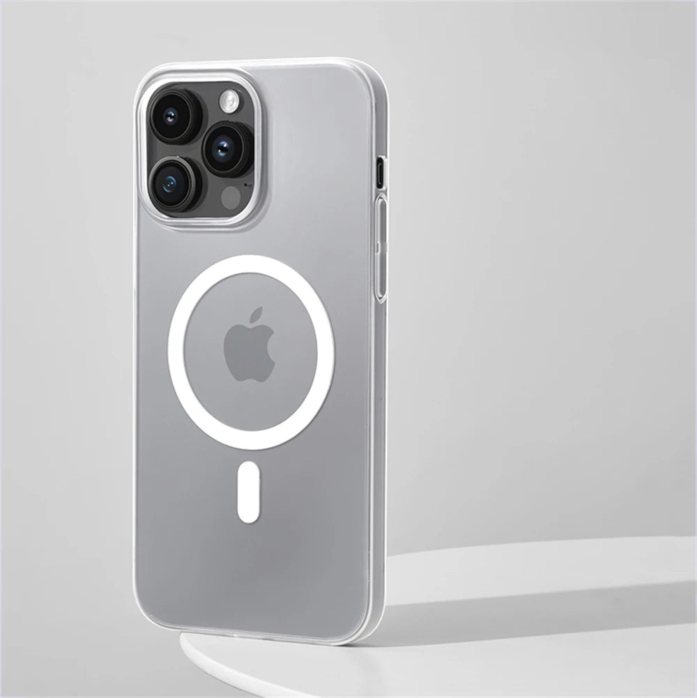 Ultra Thin Hard PC HD Transparent Magnetic Case For iPhone 17 Pro Max 16 15 14 Plus 13 12 Magsafe Wireless Charge Clear Cover