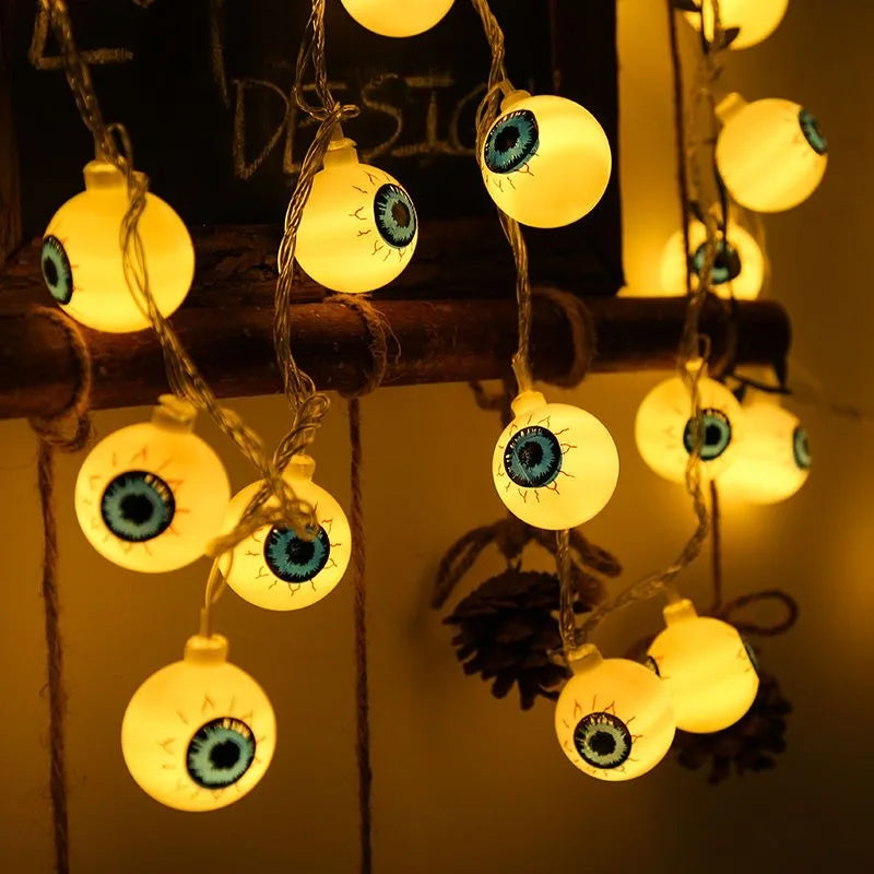3 6M Pumpkin Horror Eyeballs LED String Lights Portable USB 20 40 Leds Halloween Party Decoration For Home bar Atmosphere Decor