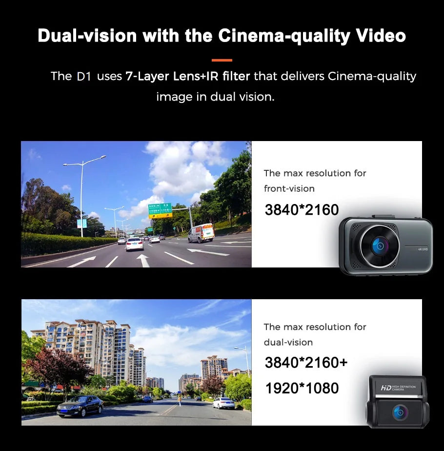 Dash Cam For Cars 4k Dual Camera Wifi Dashcam 24h Parking Monitor Front And Rear Dvr Night Vision Kamera Samochodowa Rejestrator