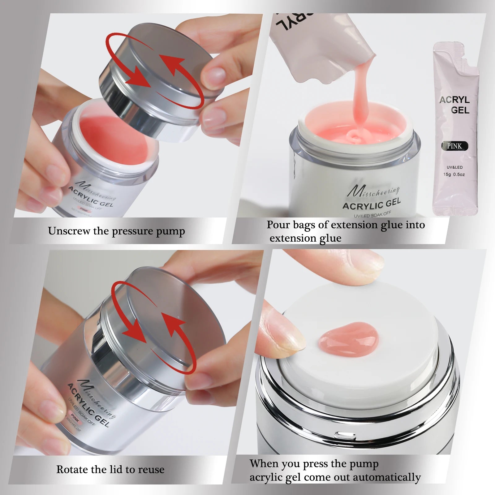 15/30g Quick Builder Nail Gel White Nude Pink Clear Nail Art Extension Gel Multifunctional Acrylic Gel Soak Off UV LED for Salon