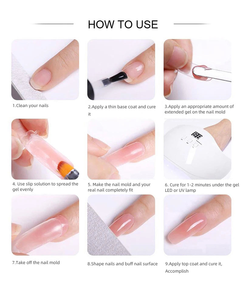 15ml Poly Nail Gel Set ,Pure Color Acrylic Extension Gel ,Quick Crystal Builder Nail Gel for Art Design ,Extend Nail Fingertips