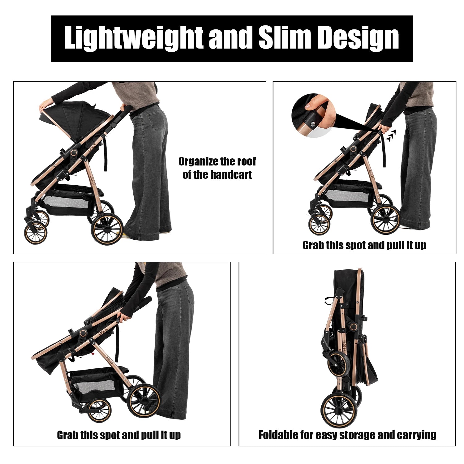 Baby Carriage Light Stroller Baby Stroller 3 in1 Foldable pushchair high quality prams Lie Flat Baby Stroller adjustable seat
