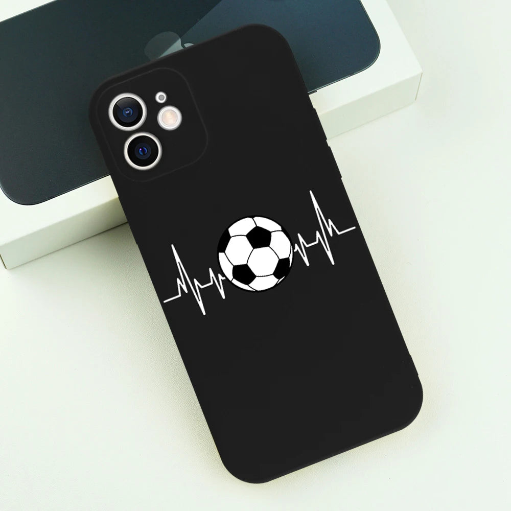 Funny Football Graphic Phone Case For iPhone 16 15 14 13 12 11 Pro Max Mini X XS SE4 7 8 Plus 16E Shockproof Silicone Soft Cover