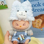 Doll Clothes For LABUBU Frog Set Jumpsuit Kawaii Fisherman Hat 2PCS/Pack Plush Cotton Doll Dress Up Game Decoration