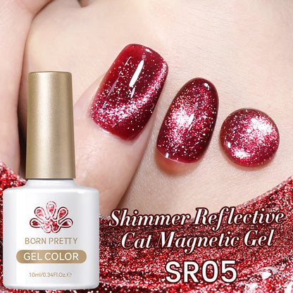 BORN PRETTY 10ml Silver Water Light Cat Magnetic Gel Nail Polish Nail Supplies Vernis Semi Permanent Gel for Fall Winter Nails