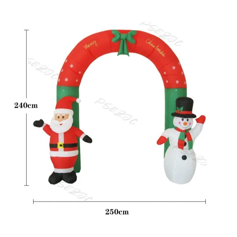 2.4m Christmas Scene Decorations Santa Claus Snowman Inflatable Arch Venue Arrangement Props