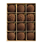 Flocked Christmas Ball 8cm Brown Gift Box Set Christmas Ornament Tree Decor Holiday Hanging Pendant Christmas Scene Arrangement