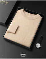 Men 100% Cashmere Thick Sweaters High Stretch Knitted Pullovers  2023 Winter Office Male Fashion  Loose Casual Tops DX01
