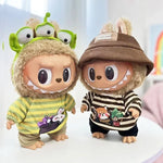 Doll outfit vinyl plush doll clothes for 38cm Korea Kpop Exo Labubu doll clothes striped shirt set