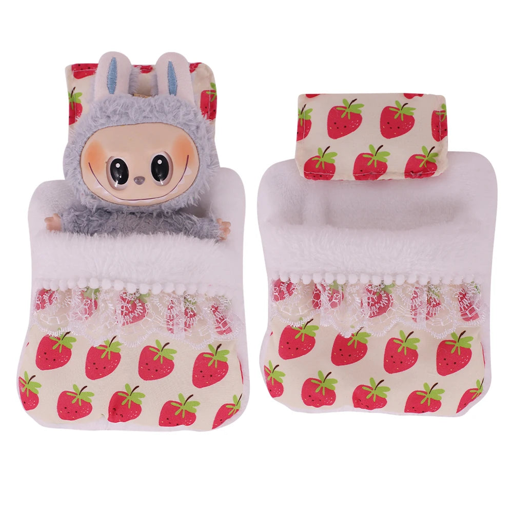15-17CM Labubu Accessories Sleeping Bag Bed Cute Comfortable Floral Print Sleep Tool Indie Pop&Labubu Accessories Beautiful Toys