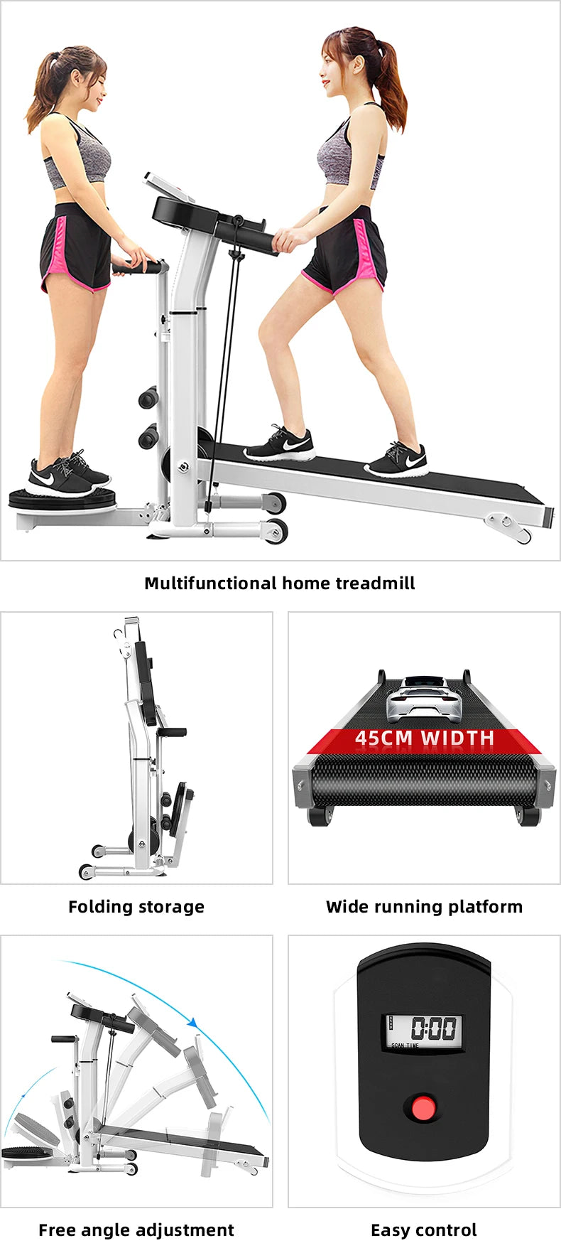 Home Gym Folding Running Machine Mechanical Treadmill for Bodybuilding without Heart Rate Test