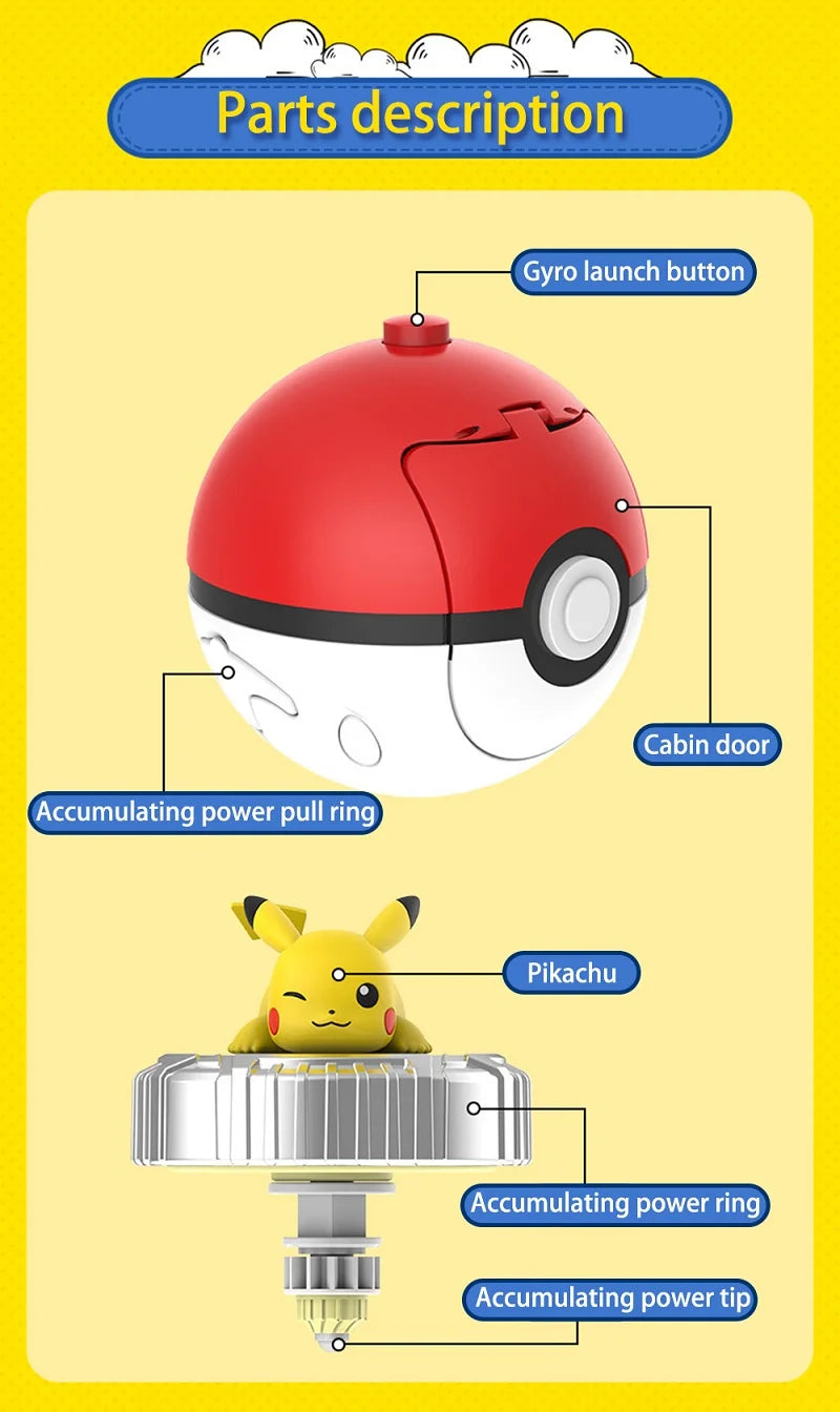 Genuine Pokemon Toys Ball Battle Gyro Pikachu Charmander Squirtle Mew Action Figure Model Pokeball Birthday Gift For Childre