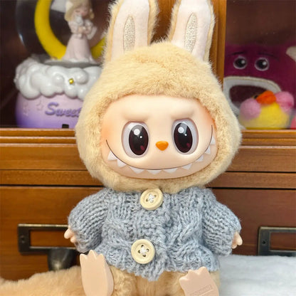 Ropa Labubu Doll Clothes Outfit Accessories For 15/17cm Labubu V2 V1 Plush Doll's Clothing Colorful Sweater Kid Toy Girl Gift