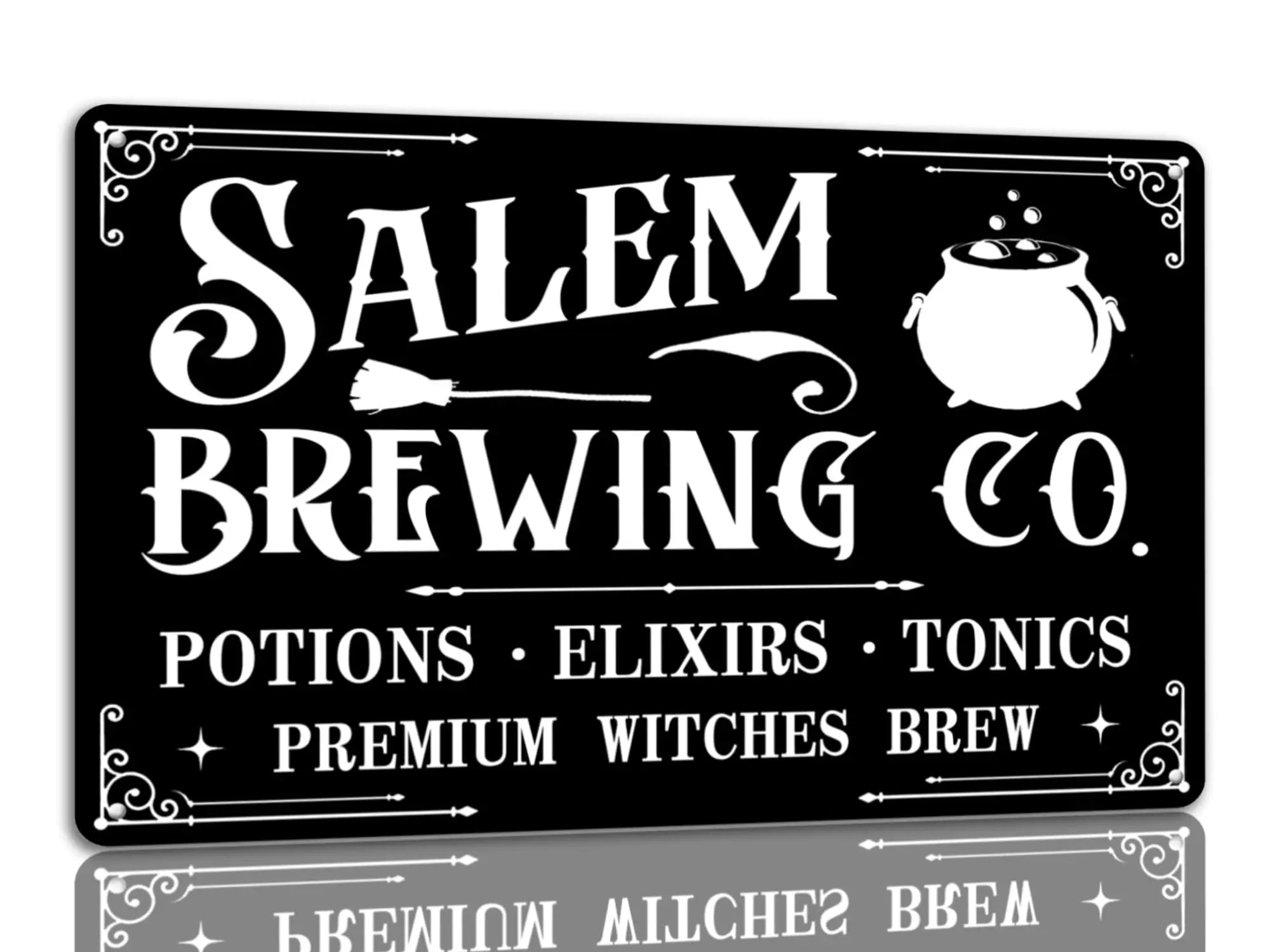 Witches Brew Coffee House Sign Halloween Metal Sign Vintage Spooky Decor Decor Signs Gothic Halloween Decorations for Cafe Bar