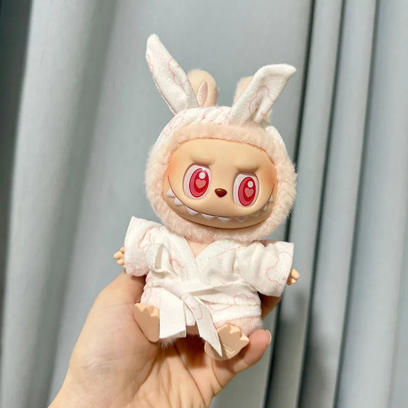 15cm/17cm Labubu I II Dolls Clothes Cute Eye Mask Pajamas Three Piece Set Accessories Clothing Plush Doll'S Clothes