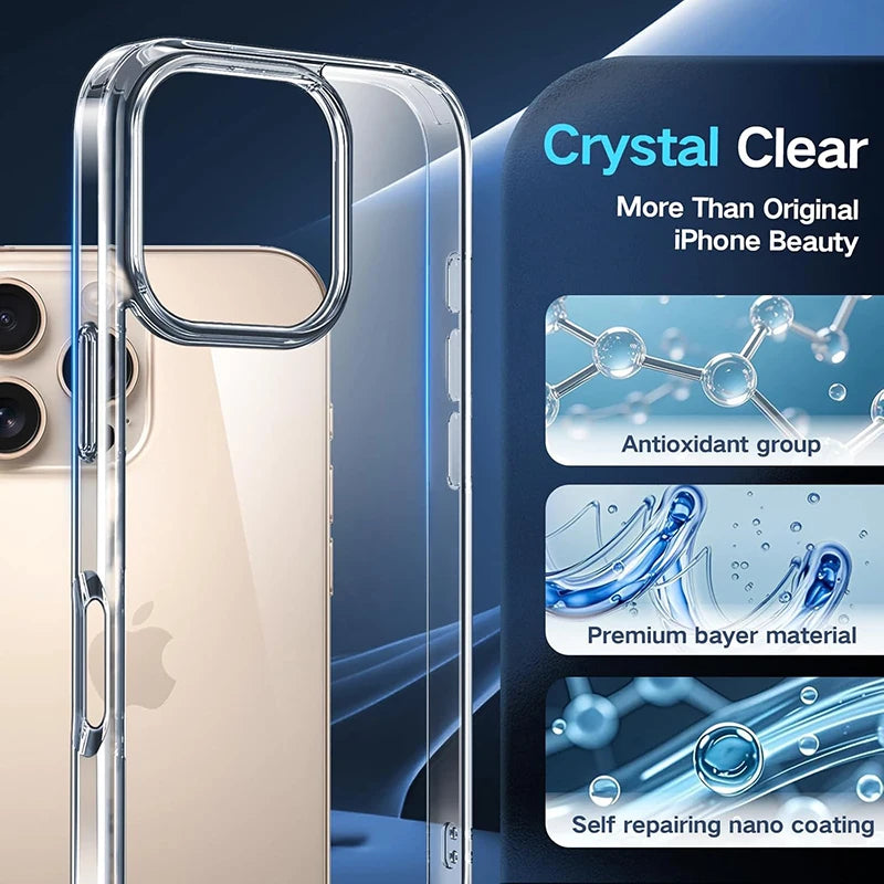 Luxury Crystal Case for iPhone 17 Air 16 15 14 13 12 11 Pro Max Back Shell Military Grade Hybird Case for iPhone 17 Pro Max Capa