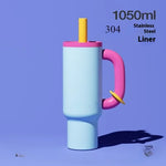 2025 New Female King Cup 304 Stainless Steel Straw Insulated Ice Cup - Thick, Portable Handle Design for Trendy Hydration