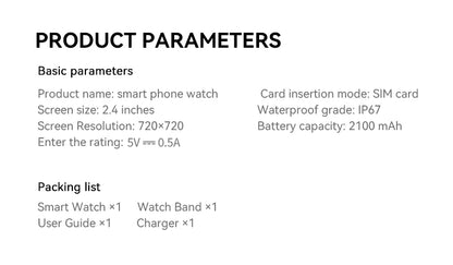 New M99 smartwatch Android - Bluetooth dual system 4G SIM 2.4'' 720*720 HD AMOLED Screen 190° Camera GPS WIFI NFC samrt watch