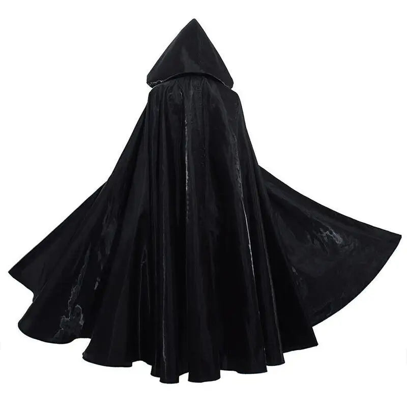 Witchcraft Vampire Robe for Adult, Hooded Long Cloak, Halloween Party, Cosplay Costume, Black, Medieval Cloaks, 2024 Hot Selling