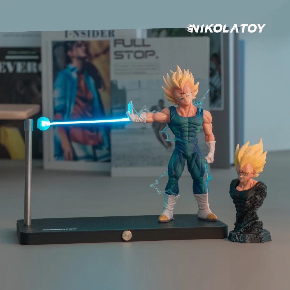 NIKOLATOY Dragon Ball Vegeta Magnetic Night Light Set Including Half-Body Statue LED Desk Lamp Collectible Anime Toy Fan Gift