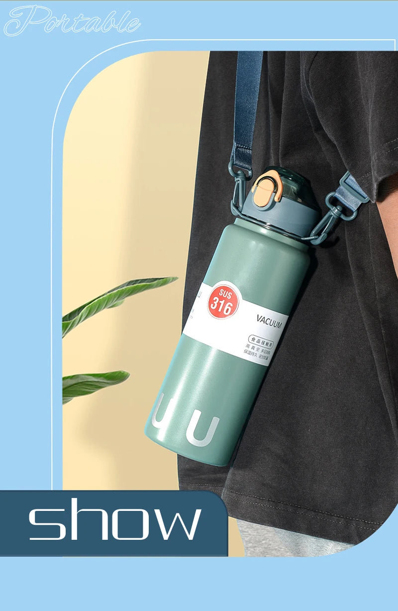 Stainless Steel Thermo Bottle Thermal Water Bottle Large Capacity Tumbler Portable Cold Hot Drinks Thermos Cup Fitness Cold Hot