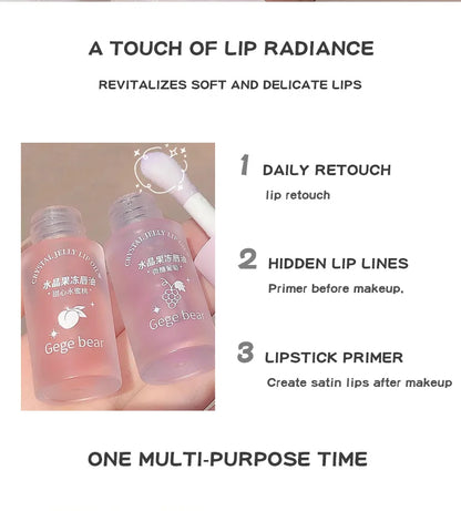 Gege Bear Crystal Jelly Fruit Lip Oil Peach Grape Avacado Hydrating Moisturizing Nourishing And Lightening Lips Line