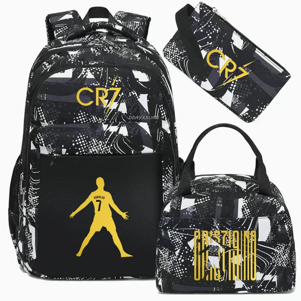 Football CR7 Cosplay School Bags School Backpack Laptop Teenager Boys Girls Schoolbags 3pcs/set