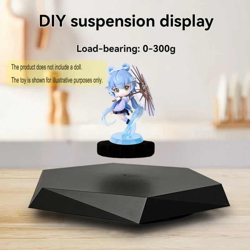 A Magnetic Suspension Display Stand with Rotating Function, Suitable for Collectibles, Jewelry, Hand-Made Doll Display with Adapter