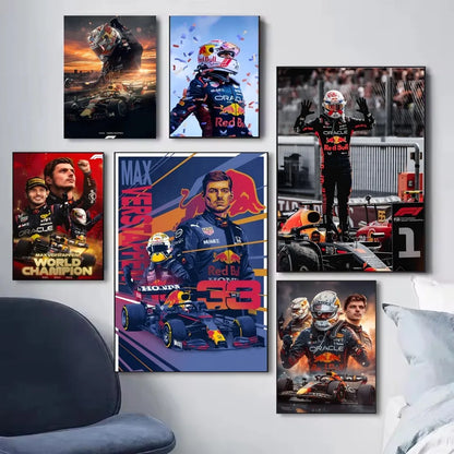 1pc F1 M-Max Verstappen Poster Self-adhesive Art Waterproof Paper Sticker Coffee House Bar Room Wall Decor