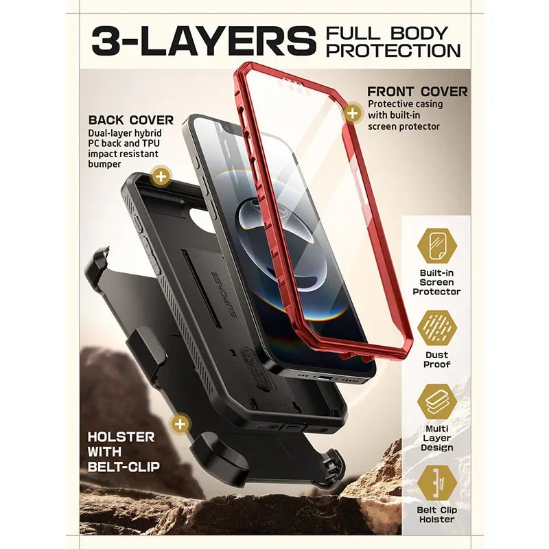 SUPCASE For iPhone 16e Case 6.1" (2025) UB Pro Military-Grade Protection Full Body Phone Case with Built-in Screen Protector