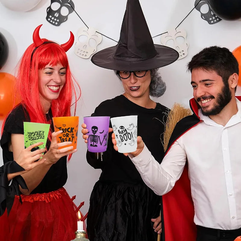 8-24Pcs Halloween Drinking Cups Boo Skull Plastic Juice Cocktail Cup for Halloween Party Home Table Decoration Supplies