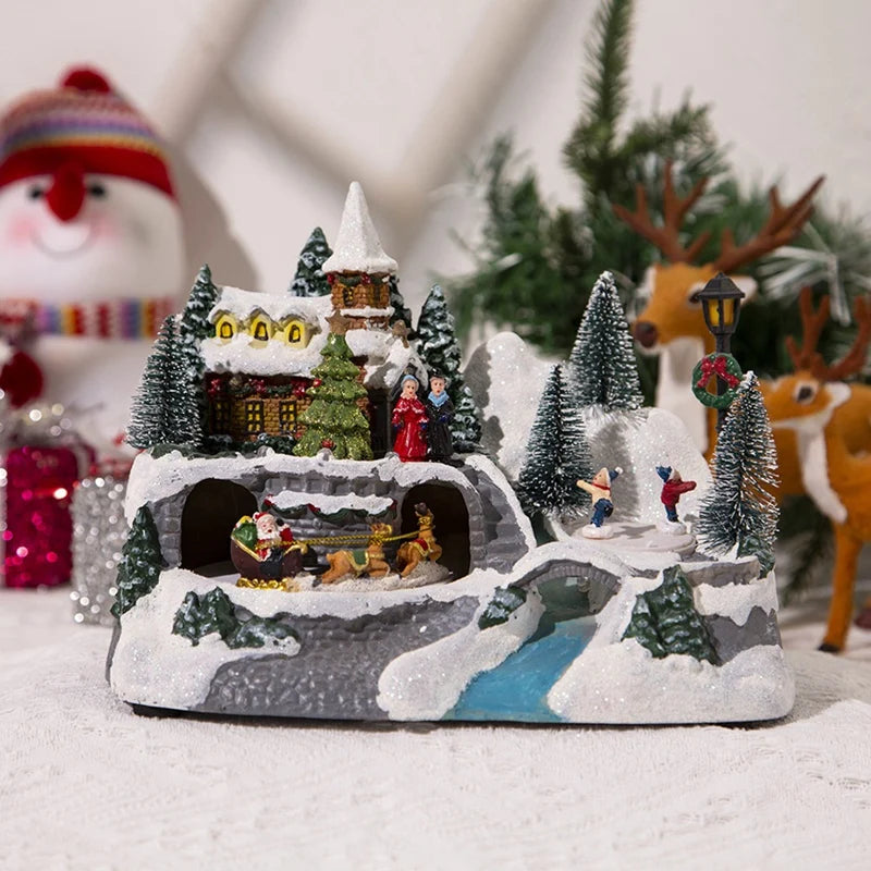 pendantChristmas Snow House Village LED Light Luminous Ornament Figurine Christmas Decorations Crafts Xmas Decor