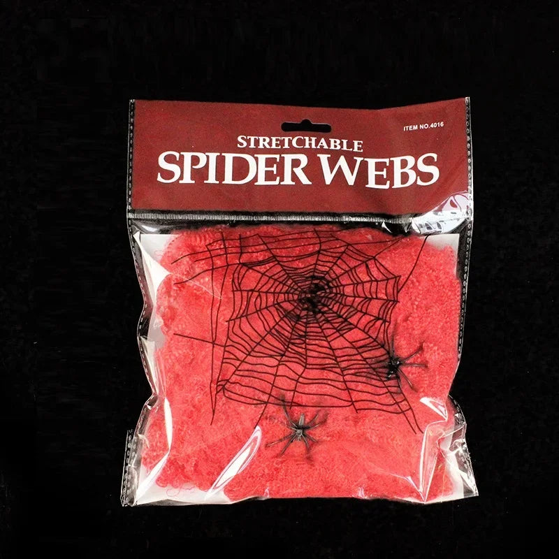 Halloween Decorations Artificial Spider Web Super Stretch Cobwebs with Fake Spiders Scary Party Scene Decor Horror House Props