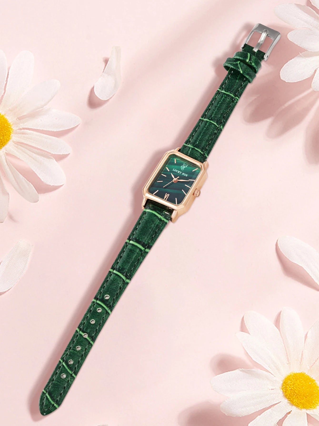 LUCKY FOX Women Watches Fashion Green Square Leather Quartz Watch Luxury Ladies Wristwatch Girlfriend Gift