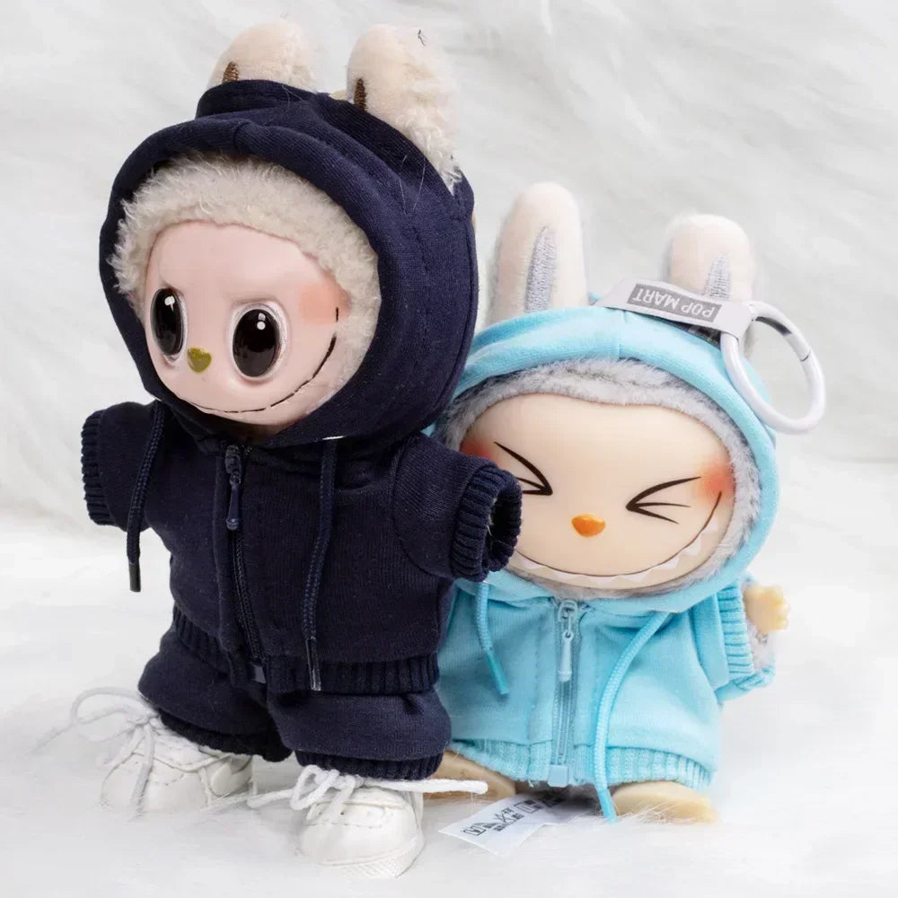 For 15cm 17cm Labubu Bjd Roupas Caixa Cega De Café V1 V2 V3 Roupas De Trabalho Substituição Moda Retro Delicado Terno Brinquedo