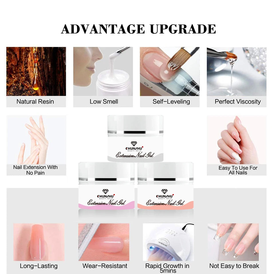 30ML Hard Gel For Nail Extension Milky White Builder Constructor Gel Self Leveling Reinforcement Nail Gels Camouflage Manicure