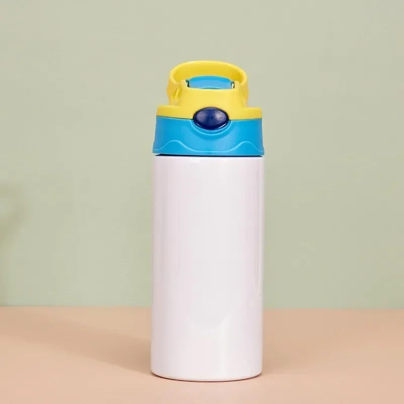 350ml Sublimation Straight Sippy Cup Flip Top Kids Bottle Stainless Steel Double Wall Water Tumbler with Straw Sippy Bottle